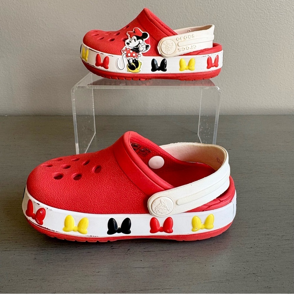 CROCS Disney Minnie Mouse Kids Slip On Clog Shoes Toddler Little Kids Sz 4 Red - Picture 11 of 14